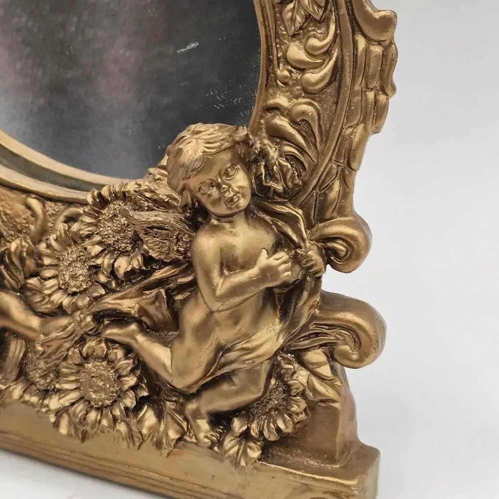 Ornate Gold Cherub Mirror Baroque Resin Frame